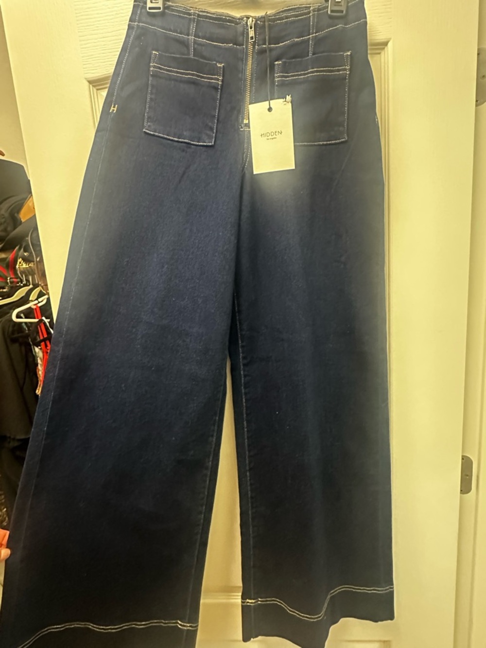 Hidden Wide-Leg Womens Jeans — Deep Blue